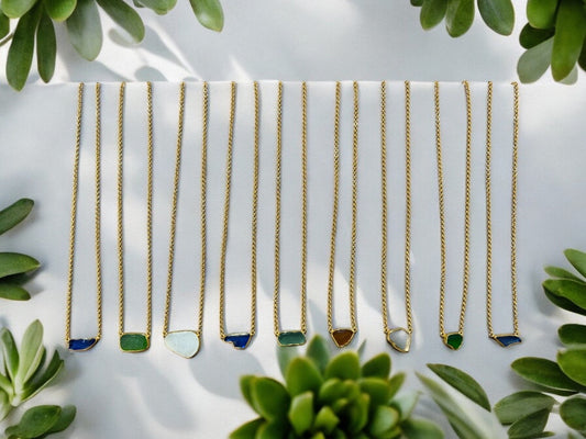 Fiumiciello Gold sea glass Necklace - Idee D'Arte Positano