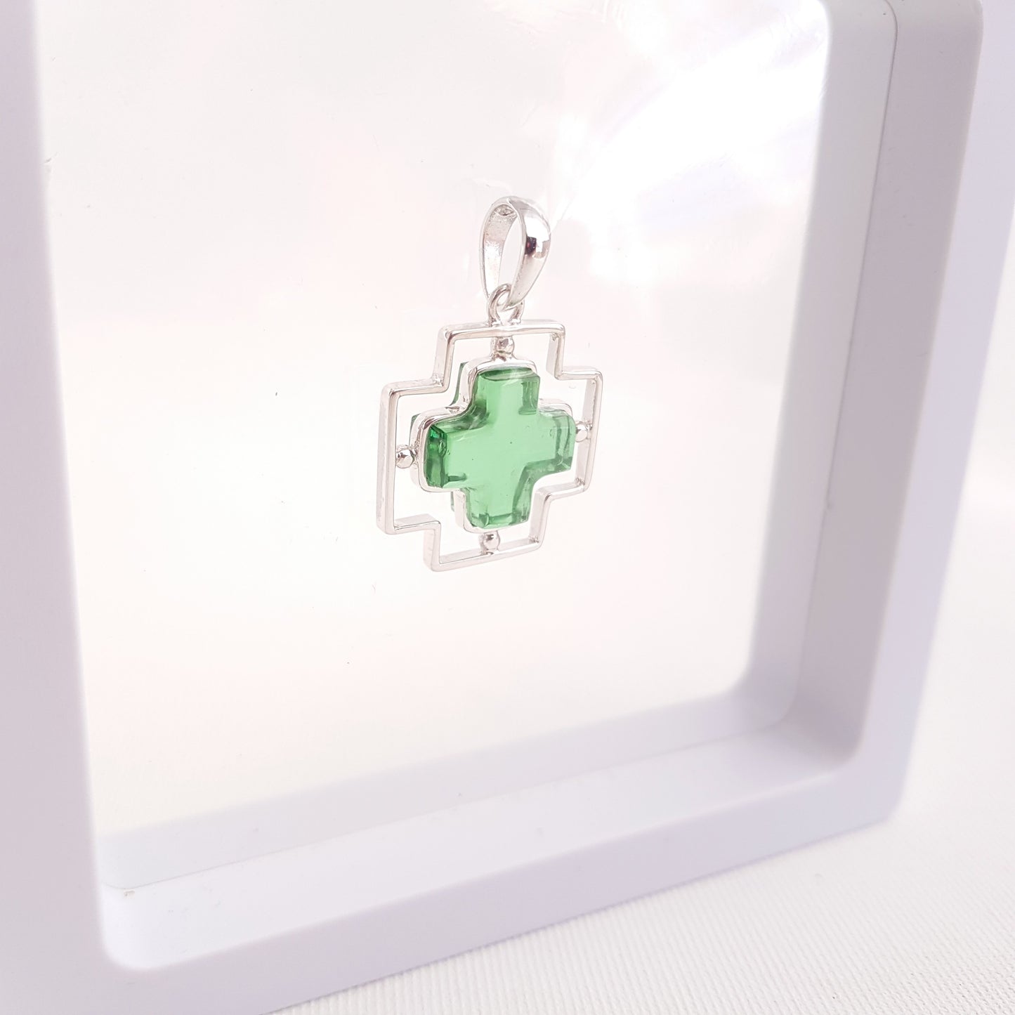 Cross Pendant Obsidian - Idee D'Arte Positano