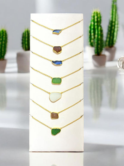Fiumiciello Gold sea glass Necklace - Idee D'Arte Positano
