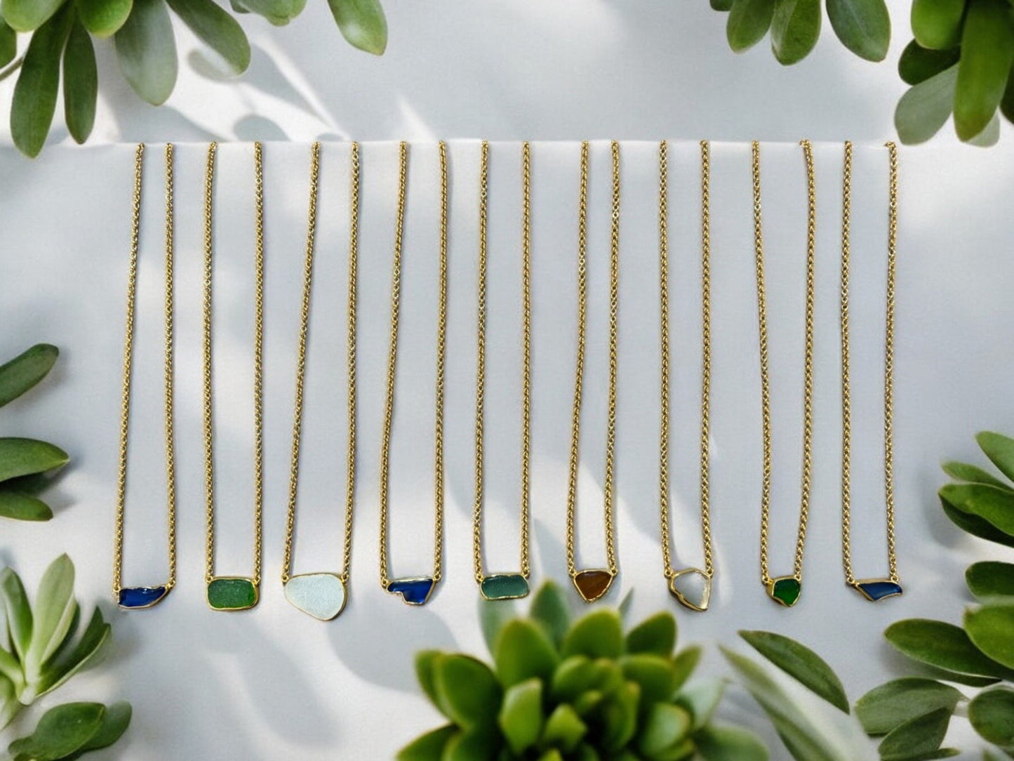 Fiumiciello Gold sea glass Necklace - Idee D'Arte Positano