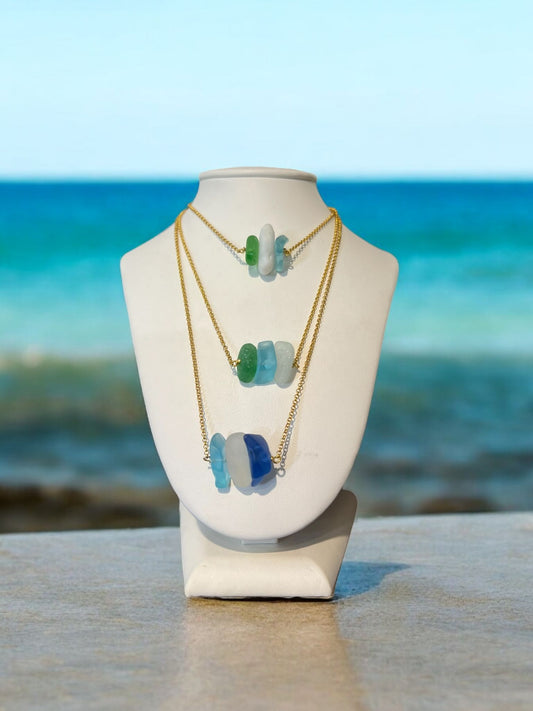 Natural Gold Sea Glass Necklace - Idee D'Arte Positano
