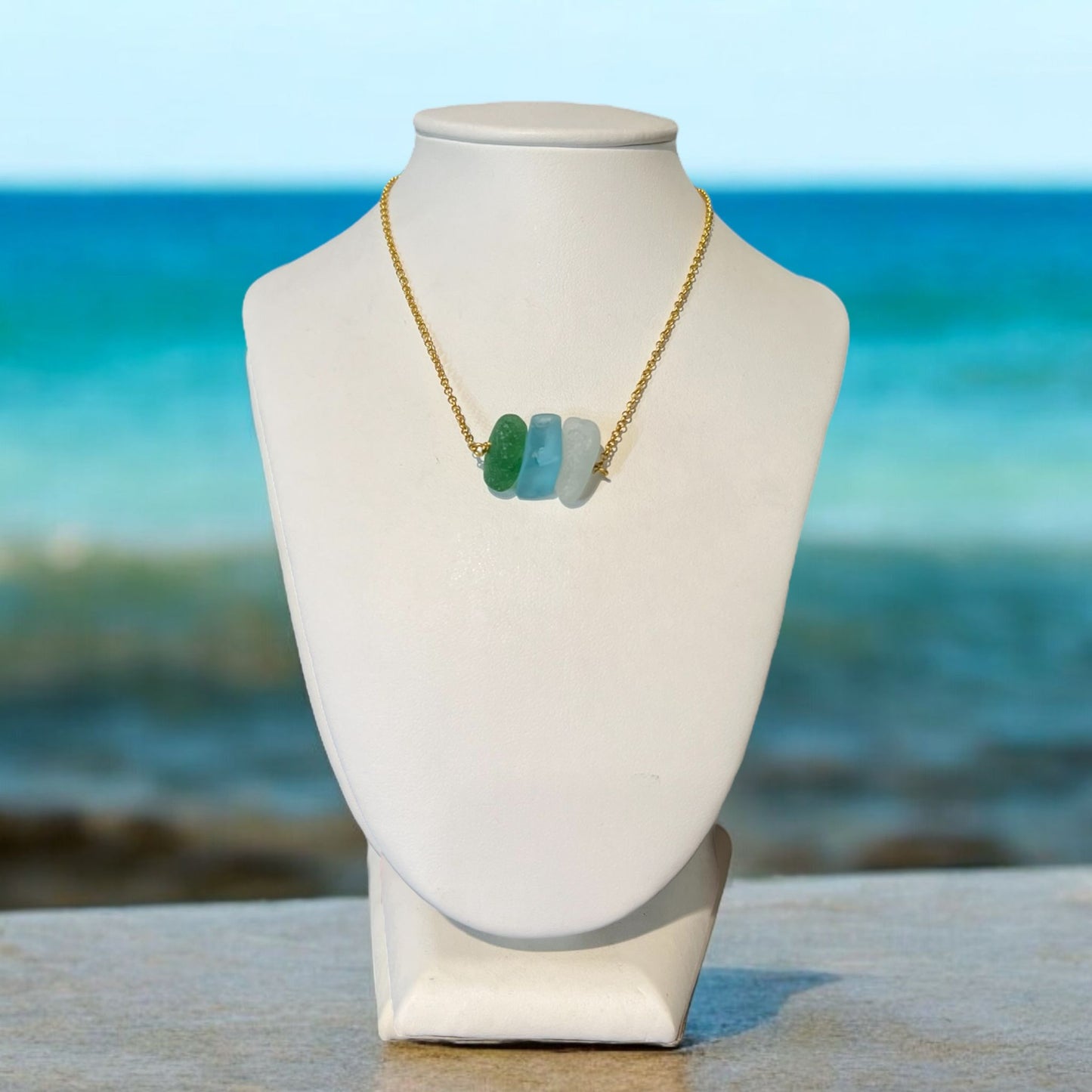 Natural Gold Sea Glass Necklace - Idee D'Arte Positano