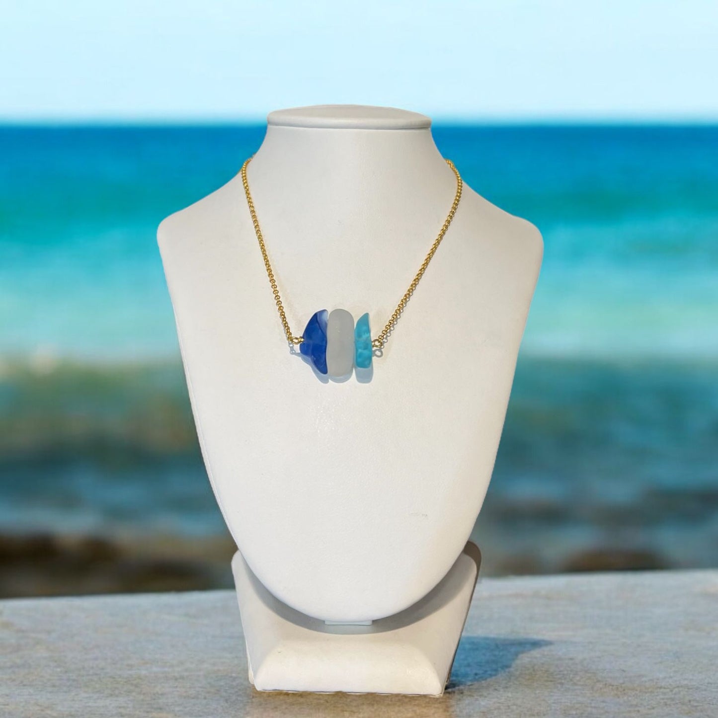 Natural Gold Sea Glass Necklace - Idee D'Arte Positano