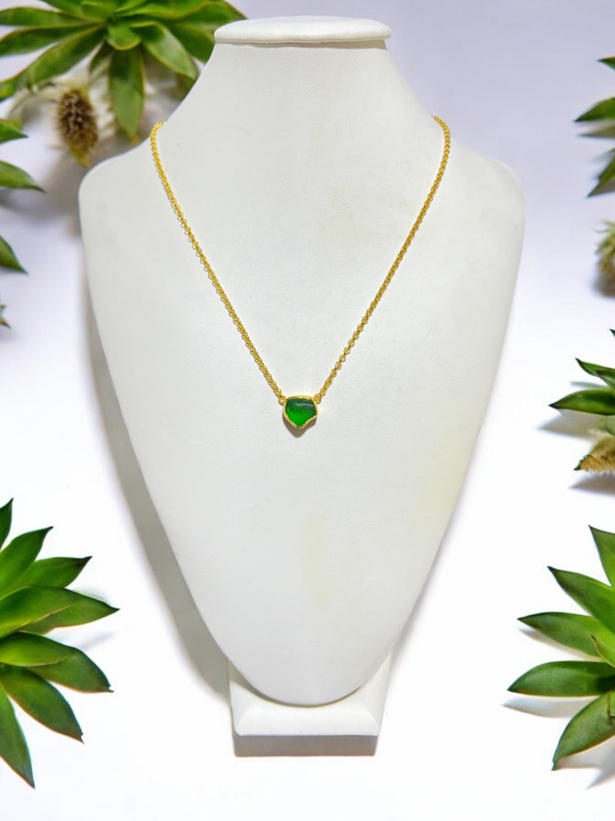 Fiumiciello Gold sea glass Necklace - Idee D'Arte Positano