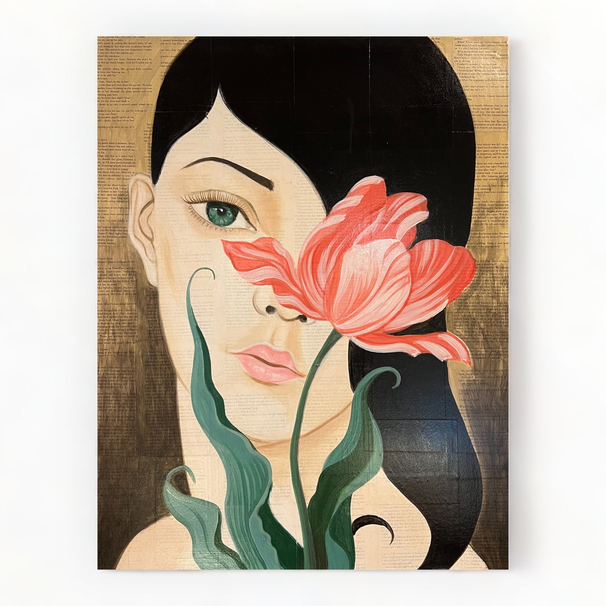 Green eyes girl painting