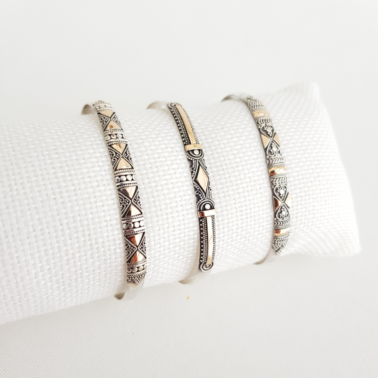 Silver and Gold Flexible Bracelet - Idee D'Arte Positano
