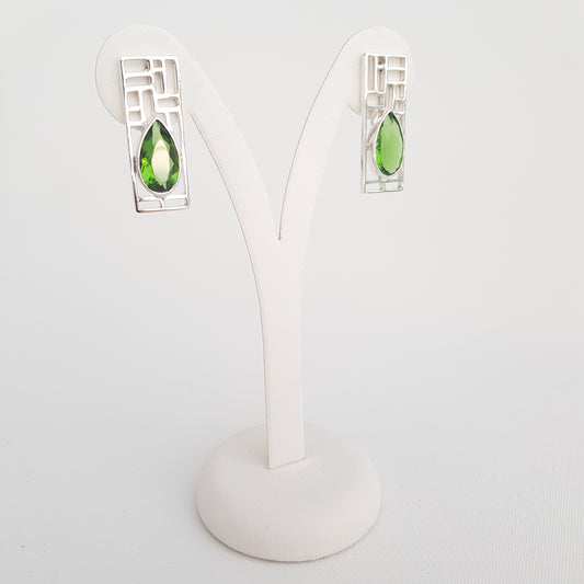 Green Obsidian Earrings - Idee D'Arte Positano