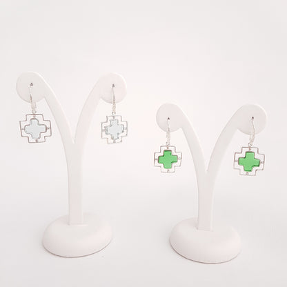 Cross Earrings Obsidian - Idee D'Arte Positano
