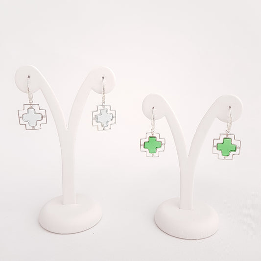 Cross Earrings Obsidian - Idee D'Arte Positano