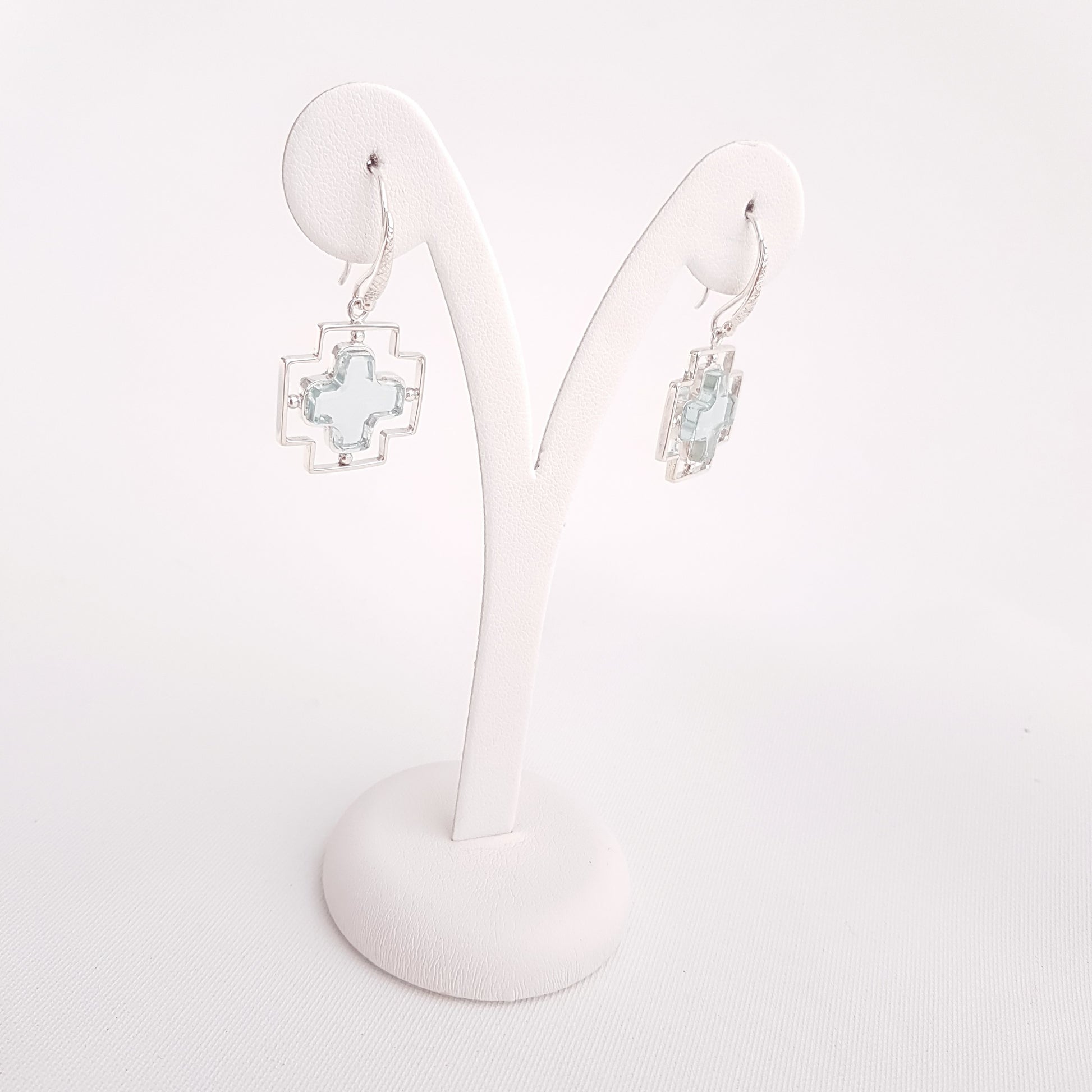 Cross Earrings Obsidian - Idee D'Arte Positano