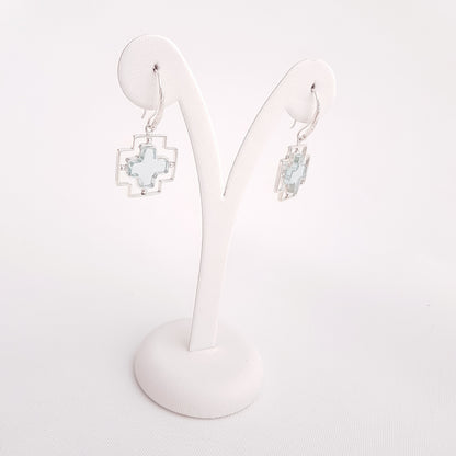 Cross Earrings Obsidian - Idee D'Arte Positano