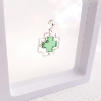 Cross Pendant Obsidian - Idee D'Arte Positano