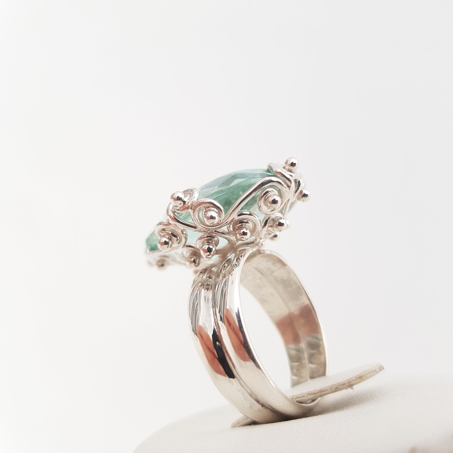 Curly Ring Obsidian - Idee D'Arte Positano