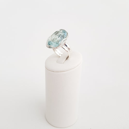 Silver Waves Ring Obsidian - Idee D'Arte Positano