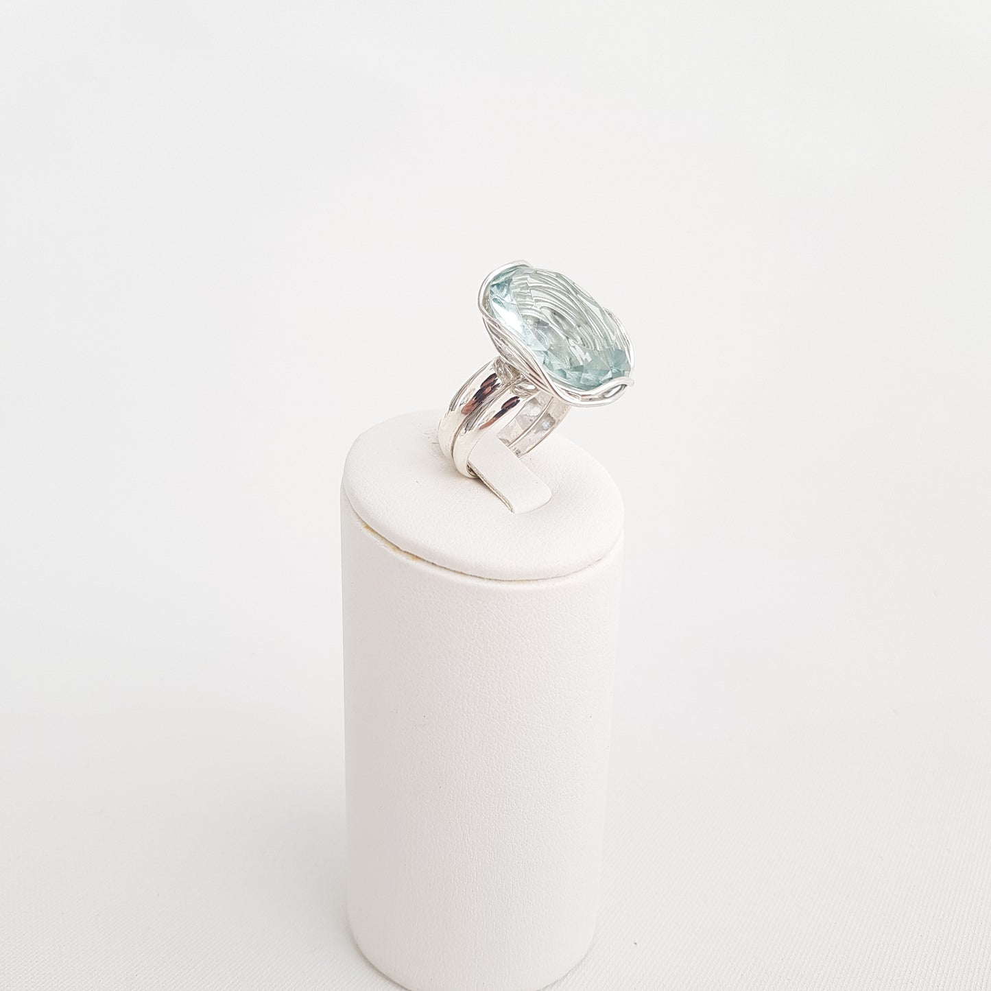 Silver Waves Ring Obsidian - Idee D'Arte Positano