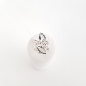 Silver Feather Ring Obsidian - Idee D'Arte Positano