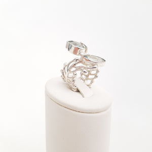 Silver Feather Ring Obsidian - Idee D'Arte Positano