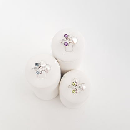 Dubble Gem & Pearl Ring - Idee D'Arte Positano