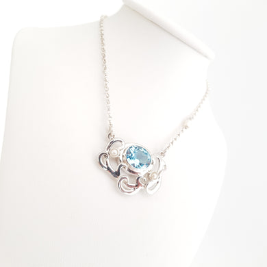 Storm Pendant Blue Topaz and Pearls - Idee D'Arte Positano