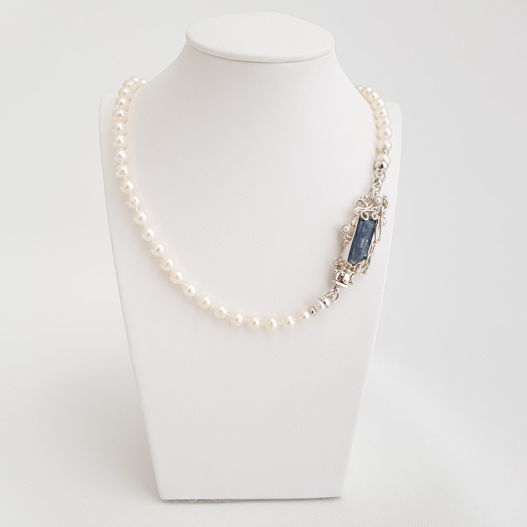 The Princes Necklace Pearls and Kyanite - Idee D'Arte Positano