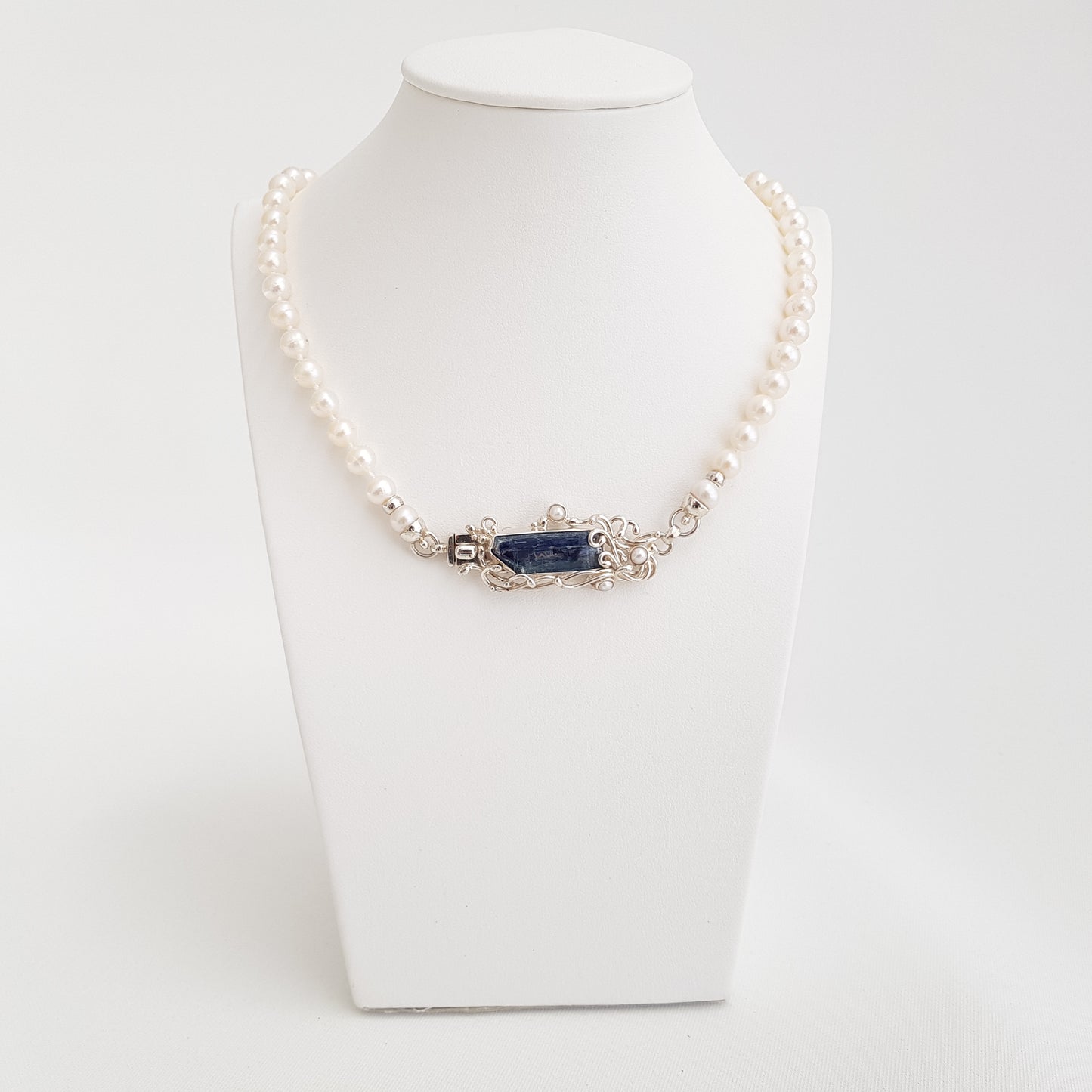 The Princes Necklace Pearls and Kyanite - Idee D'Arte Positano