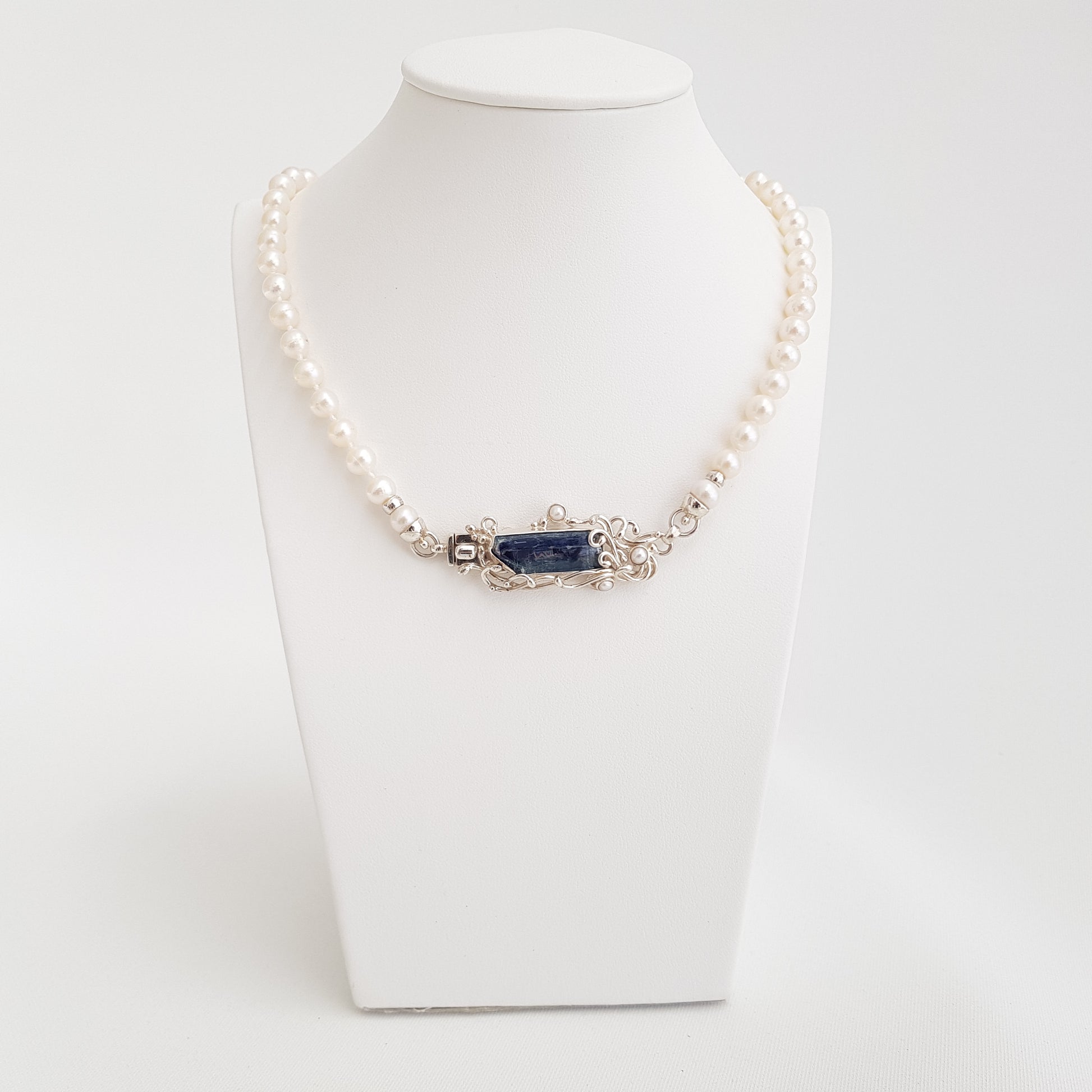 The Princes Necklace Pearls and Kyanite - Idee D'Arte Positano
