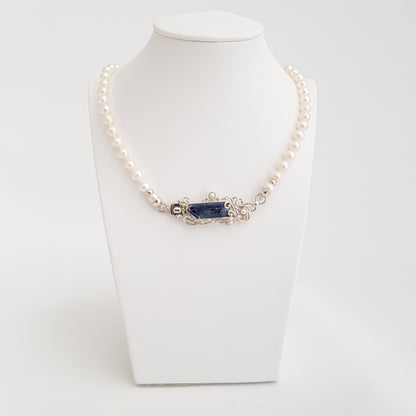 The Princes Necklace Pearls and Kyanite - Idee D'Arte Positano