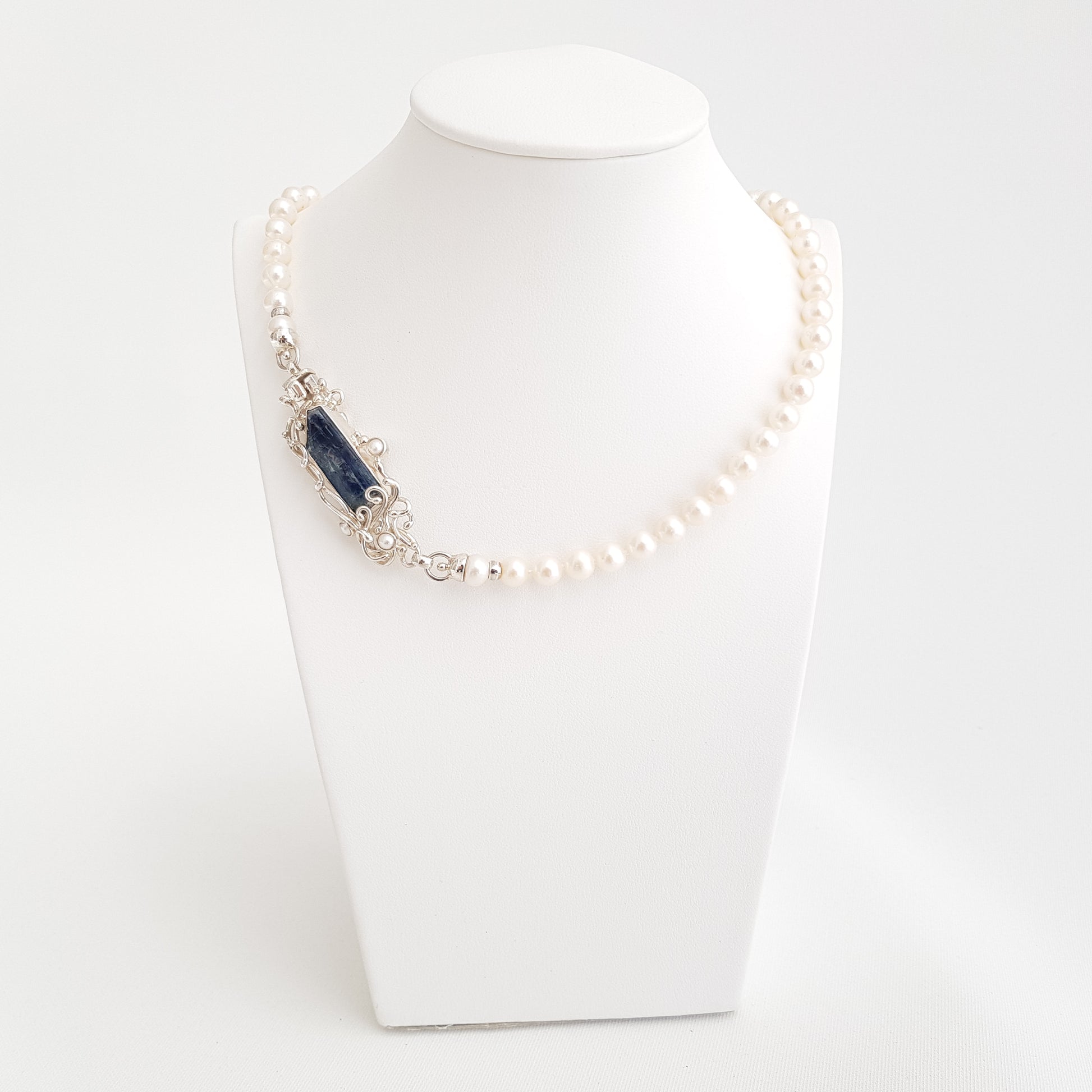 The Princes Necklace Pearls and Kyanite - Idee D'Arte Positano