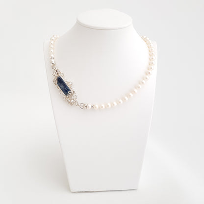 The Princes Necklace Pearls and Kyanite - Idee D'Arte Positano