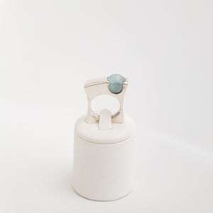 Sphere on a Squeare Ring Acquamarine - Idee D'Arte Positano