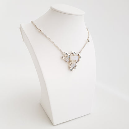 Silver Cube Necklace Moon Stone - Idee D'Arte Positano