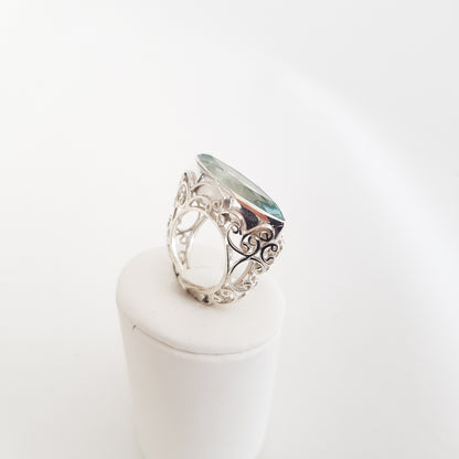 Curly Marquise Ring Bue Obsidian - Idee D'Arte Positano