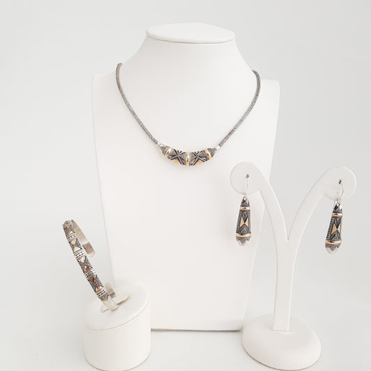 Snake Necklace Silver and Gold - Idee D'Arte Positano