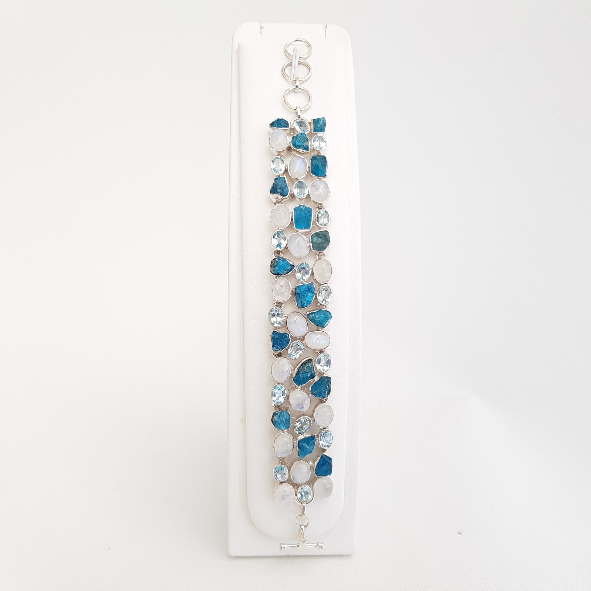 Blue apatite and Moon Stone Bracelet - Idee D'Arte Positano