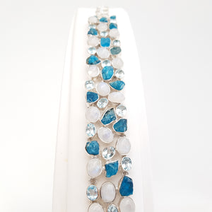 Blue apatite and Moon Stone Bracelet - Idee D'Arte Positano