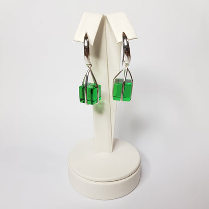 Square Earrings Obsidian - Idee D'Arte Positano