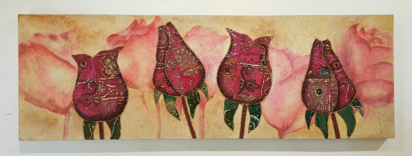 Four Pink Flowers
