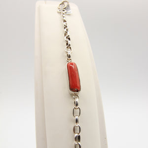 Silver And Coral Bracelet