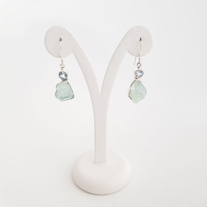 Rough Minerals and Blue topaz Earring - Idee D'Arte Positano