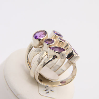 Multi Amethyst Ring - Idee D'Arte Positano