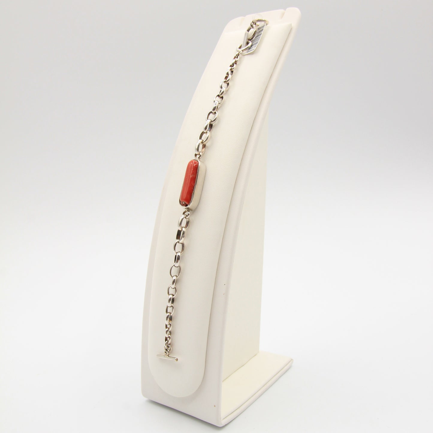 Silver And Coral Bracelet - Idee D'Arte Positano