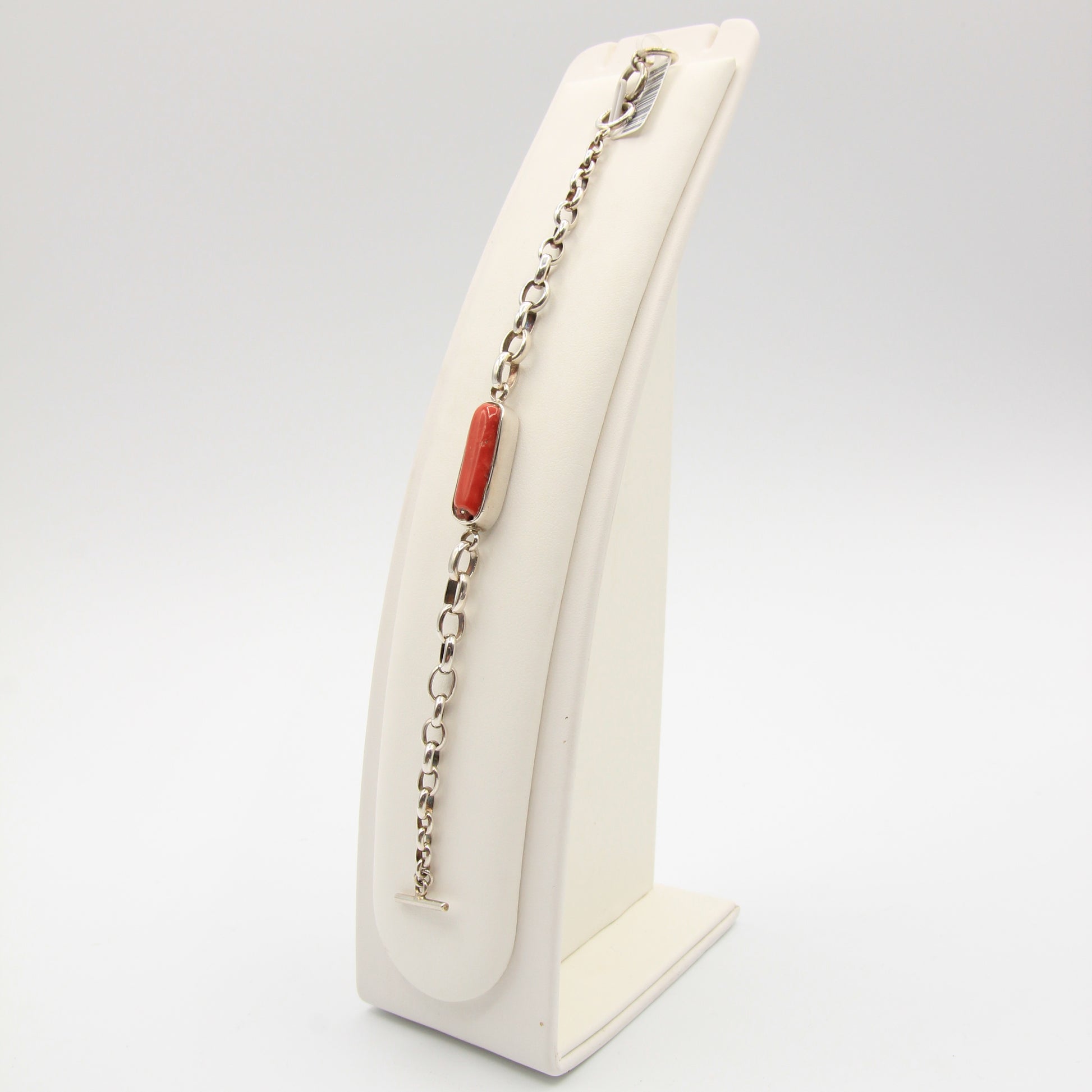 Silver And Coral Bracelet - Idee D'Arte Positano