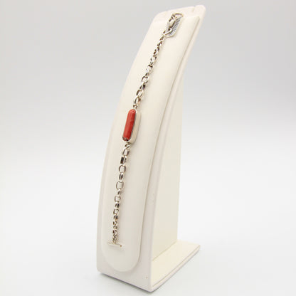 Silver And Coral Bracelet - Idee D'Arte Positano