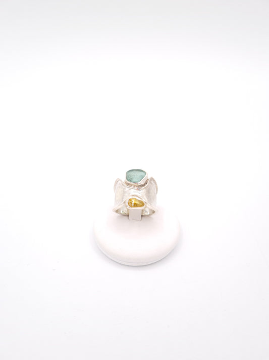 Anello a fascia in vetro di mare